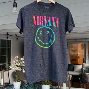 Nirvana rock band smiley face T-shirt